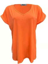 WOMENS LADIES BAGGY OVERSIZED LOOSE FIT TURN UP BATWING SLEEVE V NECK TOP TSHIRT