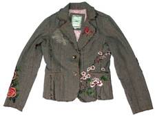 Paparazzi Blazer Jacket, Tweed Two Button Floral Embroidered Women's Size S