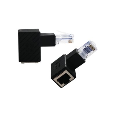 2-Pack Up Angle 90 Degree Ethernet LAN RJ45 Male to Female Adapter Extender