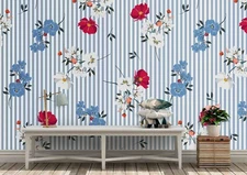 3D Floral Seamless Wallpaper Wall Mural Removable Self-adhesive Sticker 364