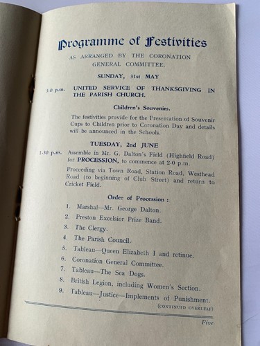 1953 CROSTON, LANCASHIRE Coronation Souvenir Programme - PB - Picture 5 of 6