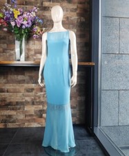 GAI MATTIOLO Abito vintage elegante in seta con strass + sciarpa in seta 46IT