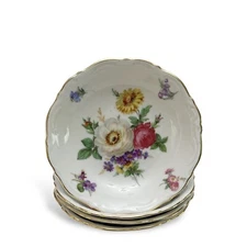 Vintage Mitterteich Meissen Floral Bavaria Germany Set of 4 Fruit Dessert Bowls