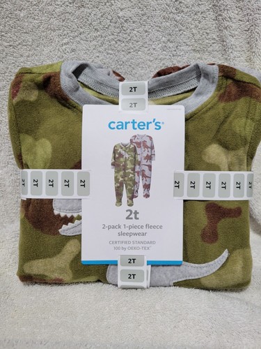 Carters 2-Pack 1-Piece Fleece Sleepwear-Camo/Dinosaur-2T - Picture 2 of 3