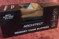 Architect Memory Foam Slippers size L 9.5-10.5 Black Indoor Outdoor Sole New