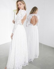 ASOS EDITION Penelope V neck lace wedding dress US SIZE 12