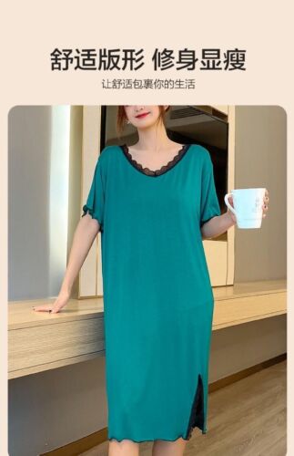 Plus Size Women Pajamas Nightgown Short Sleeve Sleepwear Sleep Dress Nightshirt - Picture 10 of 17