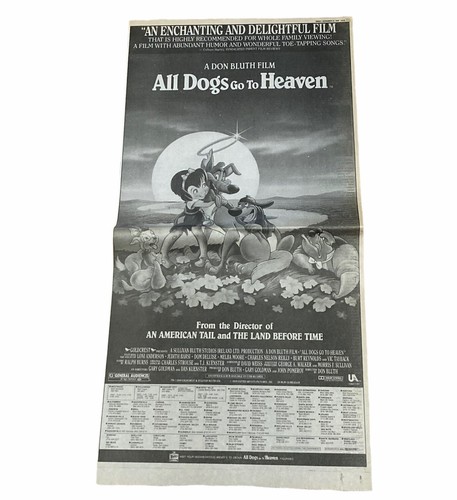 All Dogs Go To Heaven 1989 Original Full Page Movie Theater AD