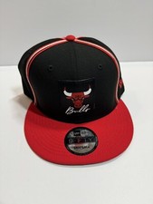 Chicago Bulls 9FIFTY New Era Snapback Hat Cap Adjustable Black Red Striped Patch
