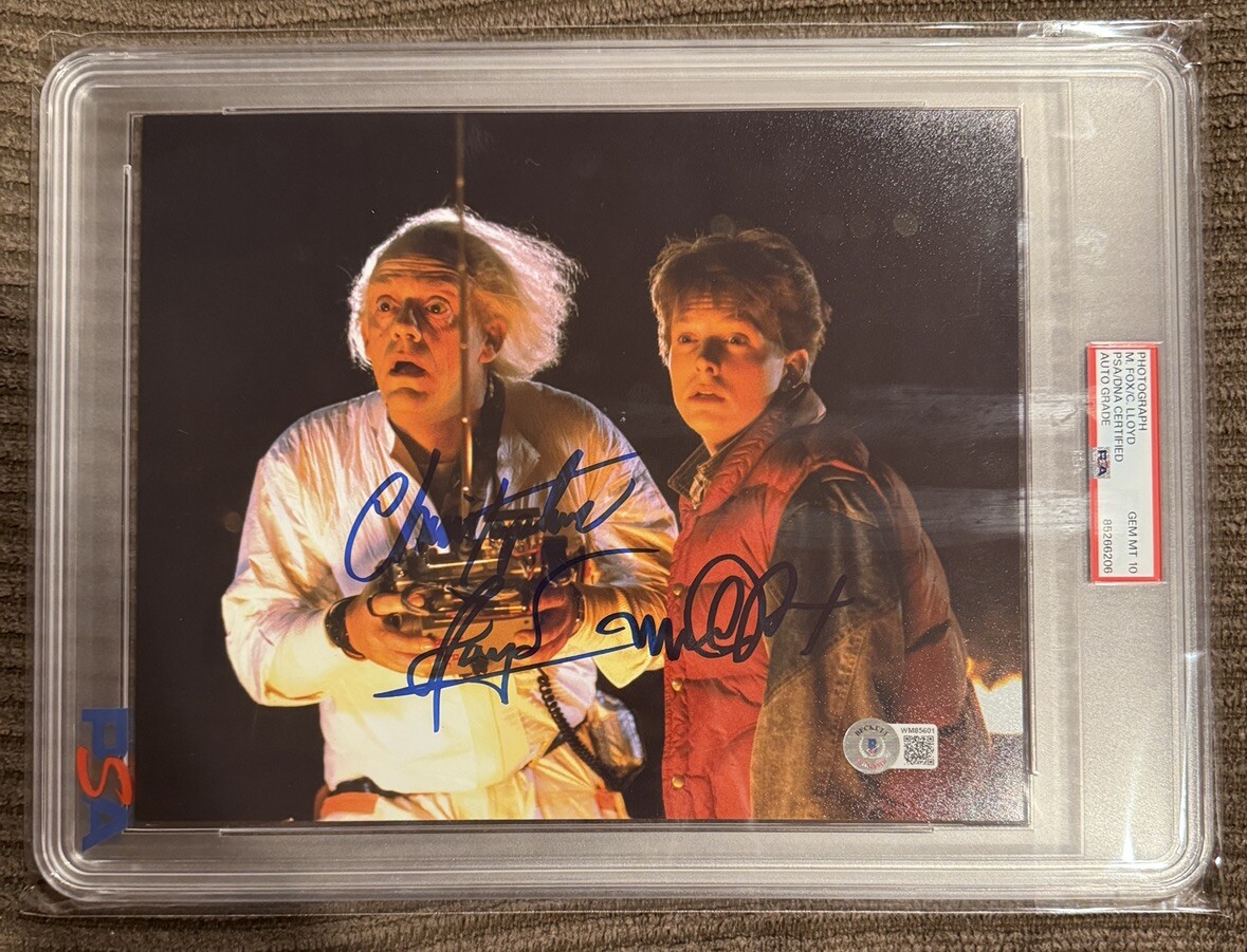 Michael J Fox Christopher Lloyd Signed 8x10 Photo PSA Gem