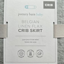 POTTERY BARN KIDS BELGIAN FLAX LINEN CRIB SKIRT 16" DROP BABY TODDLER GRAY