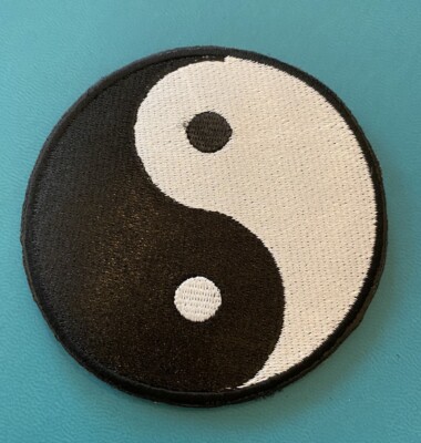 Ying Yang Taichi Black White Fang Shui Embroidered Hook & Loop Patch 3''  NEW