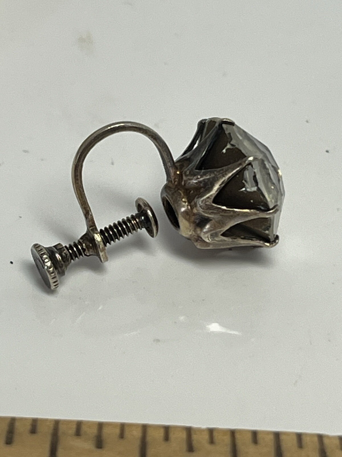 Large Sterling Rhinestone Solitaire Earrings, Pro… - image 8