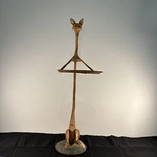 Vintage 1990 Bill Huebbe Signed Composite Fox Sculpture Card Stand