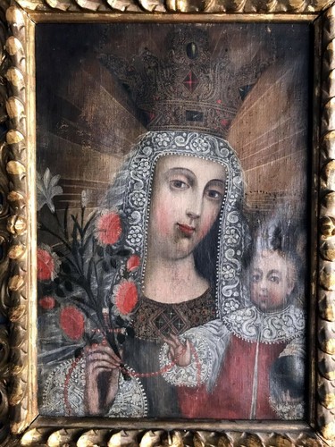 Framed Antique Spanish Colonial Painting Cuzco School - Bild 3 von 10