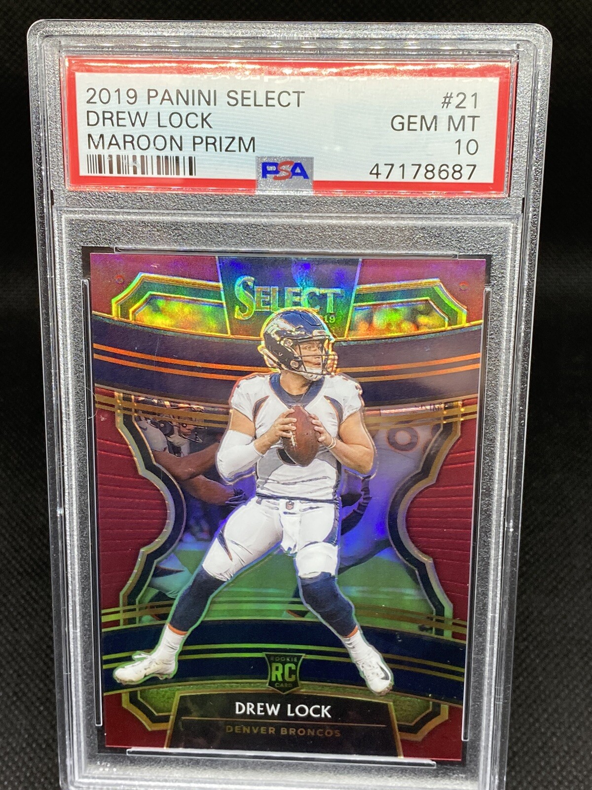 🔥2019 Panini Select MAROON Prizm DREW LOCK RC #d /149 #21 PSA 10 GEM MT🔥