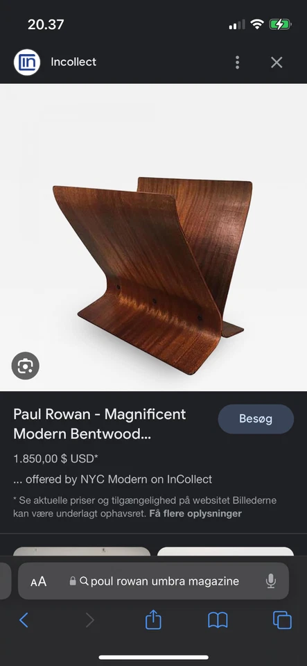 Um magnífico rack de revistas moderno de madeira curvada por Paul Rowan para Umbra, por volta de 1980 - Imagem 4 de 4