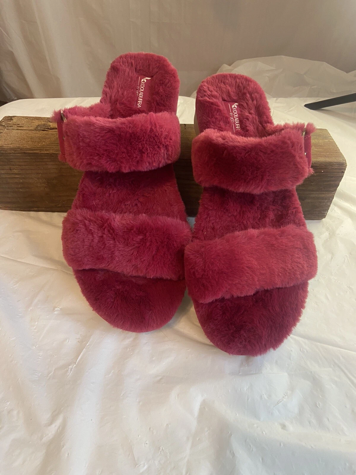 Sandali donna Koolaburra by UGG morbidi soffici pelliccia marrone Ah taglia 12 rari da trovare