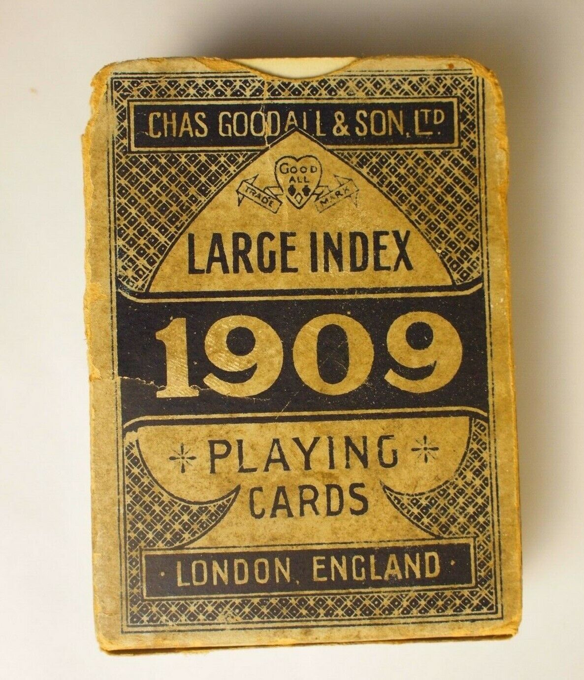 CHAS & GOODALL 1909 OLD ANTIQUE PLAYING CARDS LARGE INDEX IVORY FINISH LONDON Tania niska cena