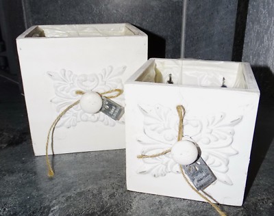 2x Holz-Schublade"12/15*Shabby*Landhaus*Deko*Vintage*weiß*Pflanztopf