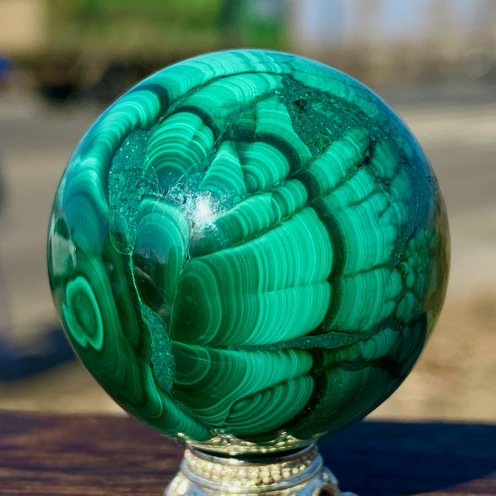 77G Natural glossy Malachite ball transparent cluster rough mineral sample