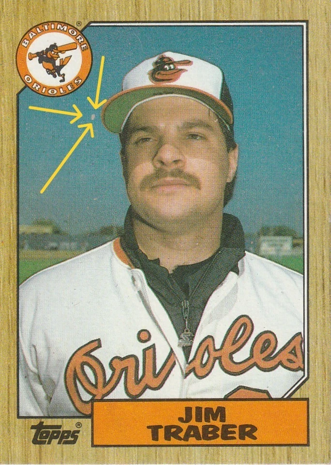 *MISPRINT* Jim Traber Baltimore Orioles Topps Card #484 1987 DONUT MARKING - Image 2 of 3