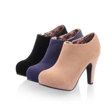 Women's Round Toe High Block Heel Ankle Boots Platform Zip Fashion Casual Shoes