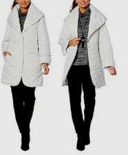 Marla Wynne Ivory Reversible, Solid To Quilted, Shawl Puffer Coat Jacket 1x. Nwt