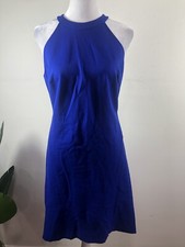 Elie Tahari Mellie Halter Neck Dress 4 Cobalt Blue Stretch Career Church $298