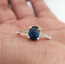 Blue Sapphire Oval Engagement/Wedding Ring 925 Sterling Silver Women's Ring