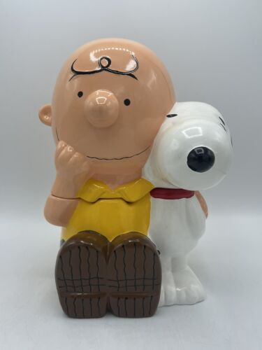 Snoopy and Charlie Brown Cookie Jar Canister 10.5” - Gibson Overseas Snoopy - Picture 1 of 18