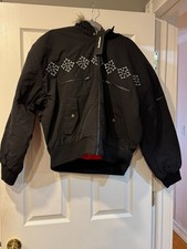 Giacca Loiter Siberia nera media motosport puffer bomber con cappuccio pelliccia