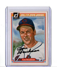 1983 DONRUSS HOF HEROES VINTAGE CARD SIGNED IP AUTO LOU BOUDREAU INDIANS GREAT