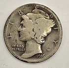1916  Mercury Dime - 110 Years Old!!  ☆ BELOW SILVER VALUE ☆