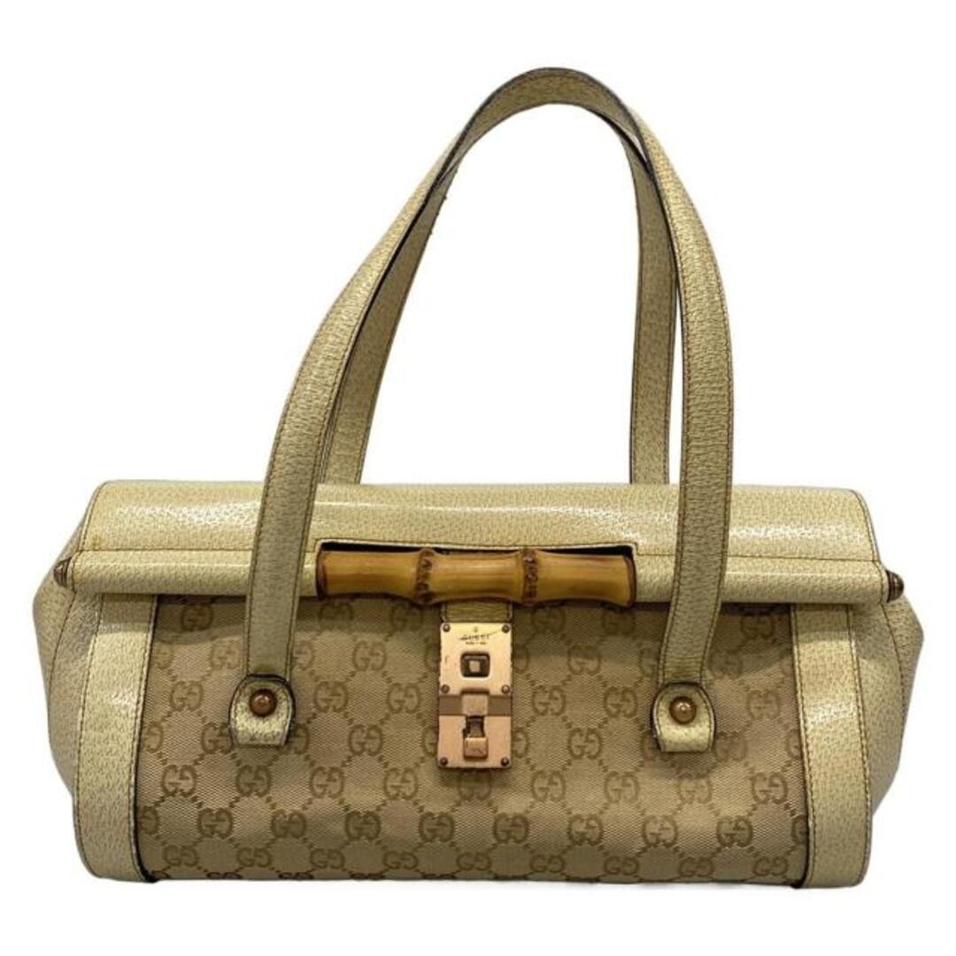 Gucci Bamboo Shoulder Bag Beige Brown Ivory Leather Used 17.5cm×38.5cm