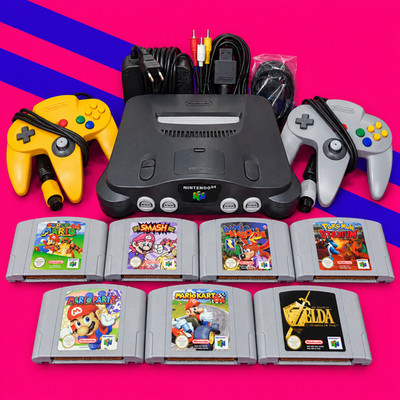 NINTENDO 64 KONSOLE + 2 CONTROLLER ORIGINAL SUPER MARIO KART SPIELEKONSOLE N64
