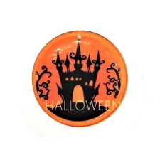 Orange Epoxy Haunted House Halloween Pendants, 36x2mm - US Seller
