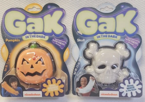 Nickelodeon Gak in the Dark NOS Sealed #13117 Orange Pumpkin #13113 White Skull