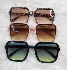 Women Square Oversized Sunglasses Multicolor Plastic set de 3piezas