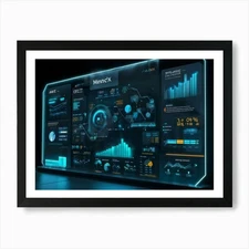 Futuristic Ai Interface Illustratio Framed Wall Art Poster Canvas Print Picture