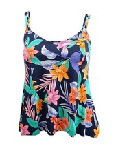 Swim Solutions Women's Princess-Seam Tankini Top 16, Navy Multi A096611749353