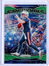 2024 Panini Prizm Drake Maye Rookie RC Fireworks Green Wave Prizm Patriots F208