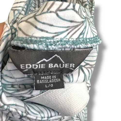 Eddie Bauer Harmony Dress Women's Large Blue White Tropical Built in Bra - Picture 7 of 9