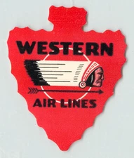 WESTERN AIRLINES - Great Old ARROW HEAD Luggage Label, Red Version