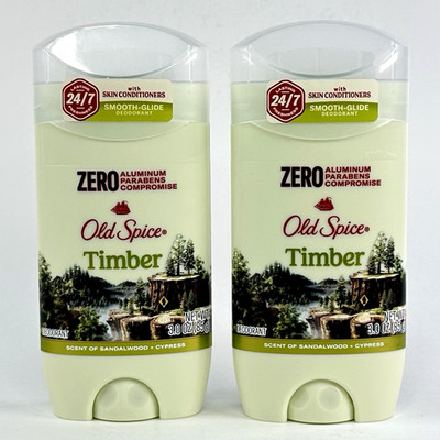 Old Spice Timber Deodorant Sandalwood Cypress Aluminum Free Zero Paraben 3oz New