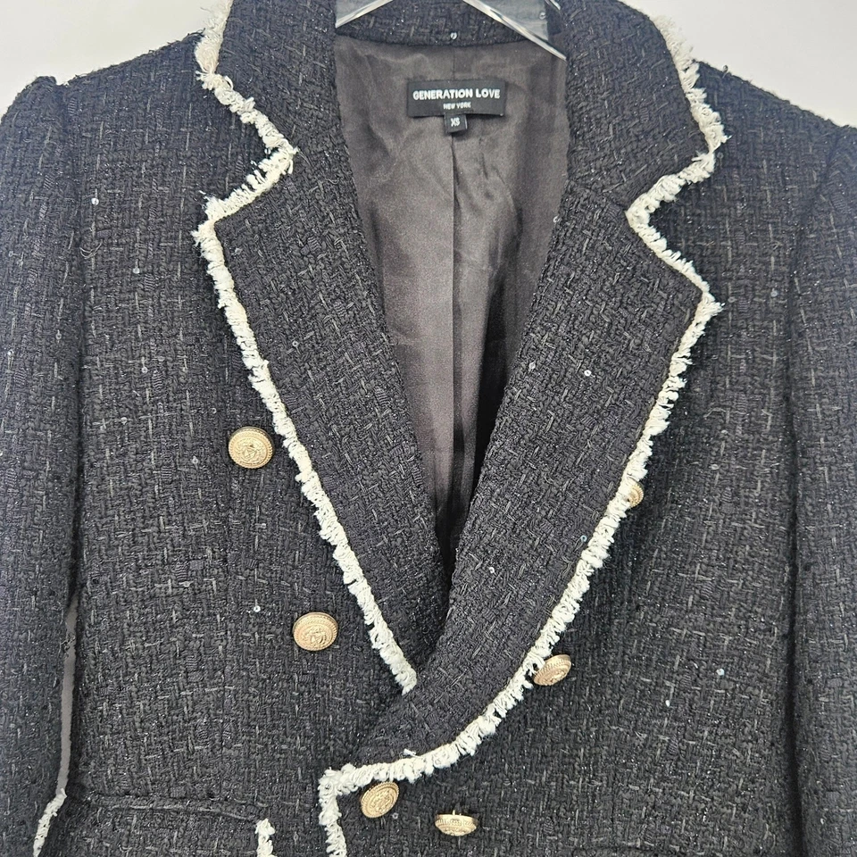 Generation Love Lila Contrast Tweet Blazer in Black/Cream XS - Image 4 of 4