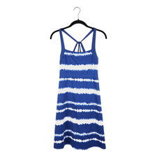 Soybu Blue White Tie Dye Striped Sleeveless Mini Athletic Dress Size Medium