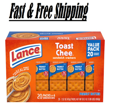 Sandwich Crackers Toastchee Peanut Butter 20 Individually Wrapped Packs