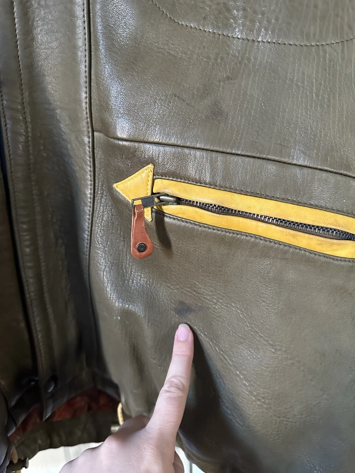 Chaqueta de cuero súper suave Skins by Tora de colección rara bloques de color talla L multicolor Foto 4 de 4