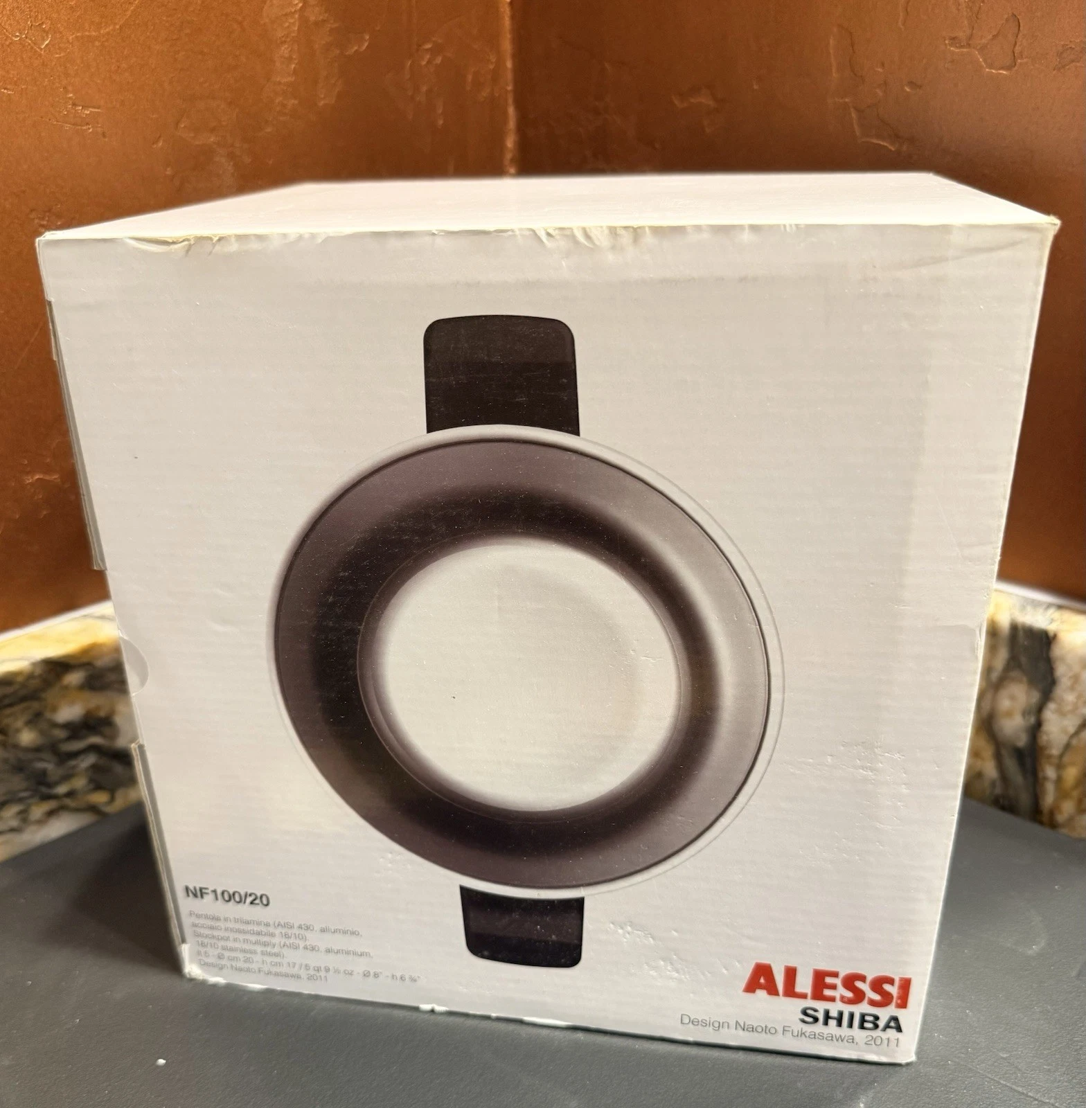 Vintage 2011 ALESSI SHIBA 5L Casserole Pot w/ Two Handles NF100/20 - New in Box